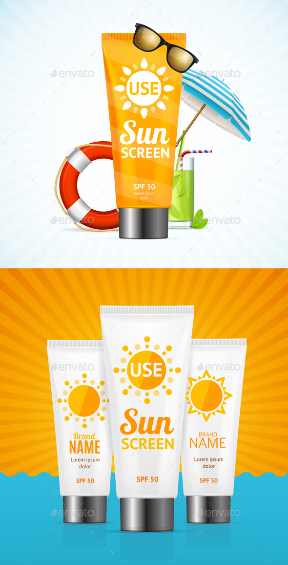 Sun Cream Summer Travel Concept. Vector - Conceptual Vectors