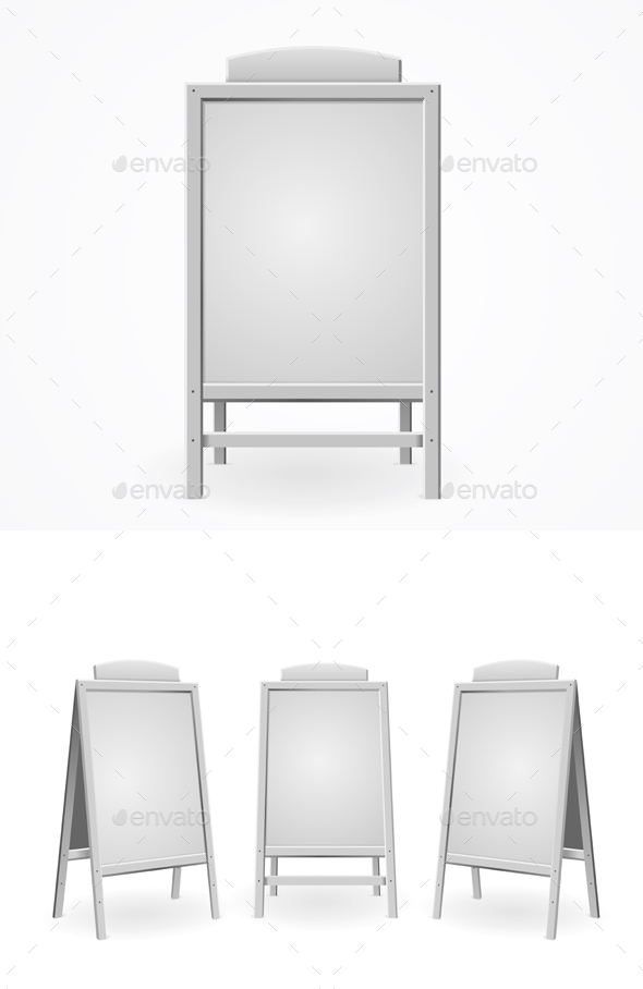 Realistic Template Blank White Menu Board Set. Vector - Objects Vectors