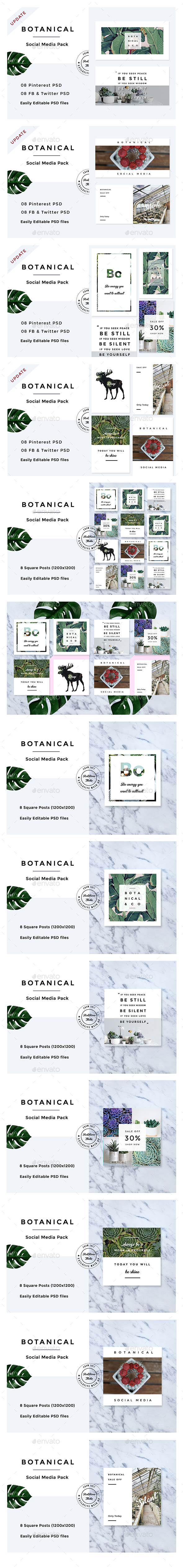 Botanical Social Media Pack - Social Media Web Elements