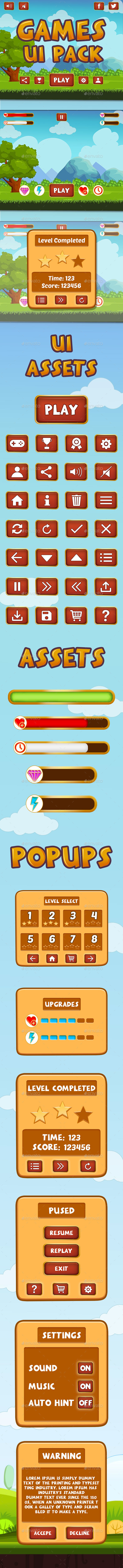 Full Game UI Graphic Kit - User Interfaces Game Assets