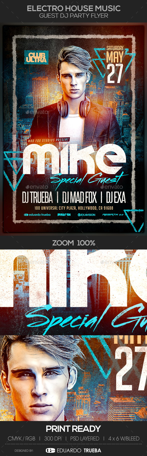 Electro House Music Guest Dj Party Flyer - Clubs & Parties Events