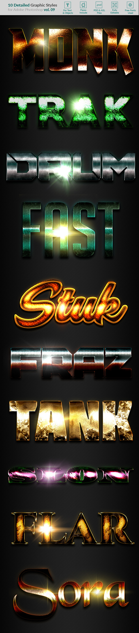10 Text Effects Vol. 09 - Styles Photoshop