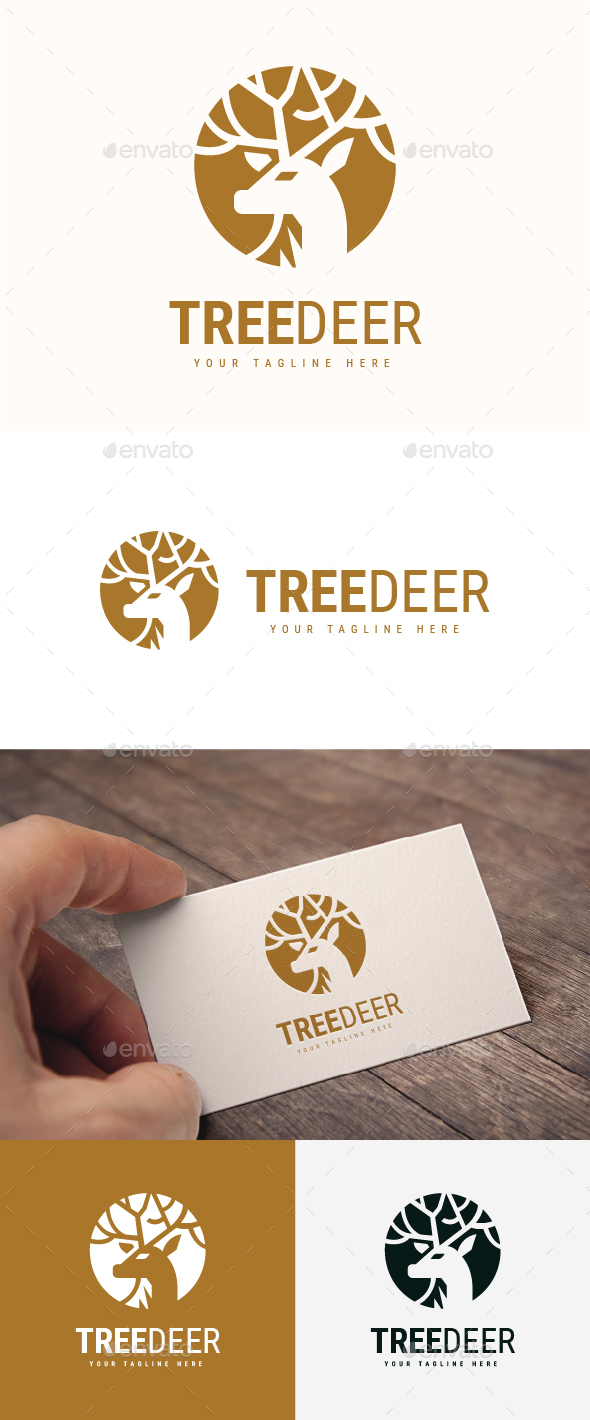 Tree Deer Logo - Animals Logo Templates