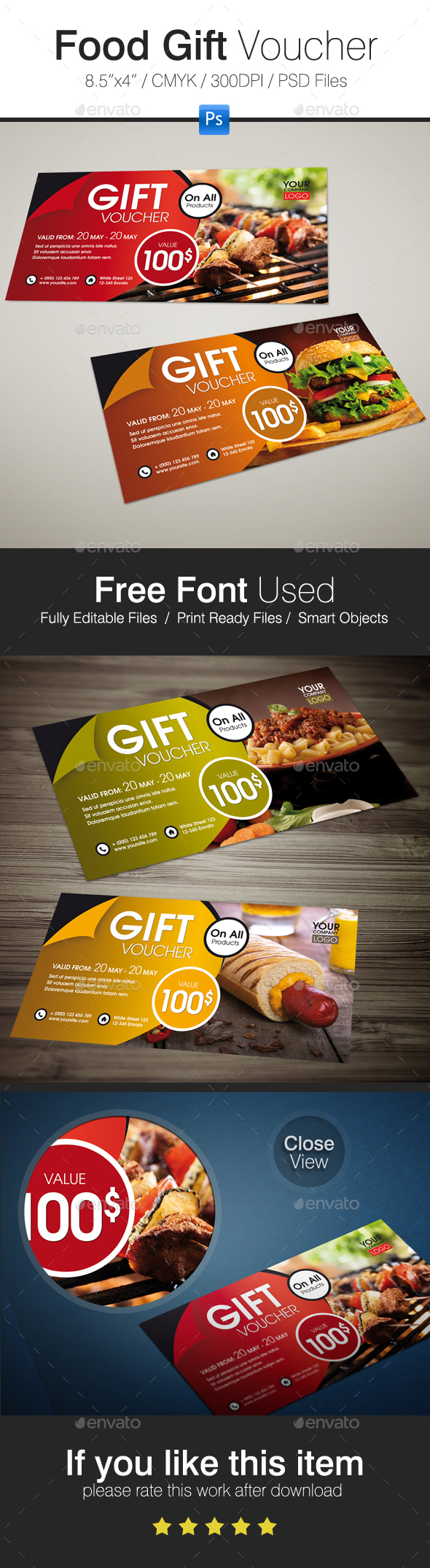 Food Gift Voucher - Cards & Invites Print Templates