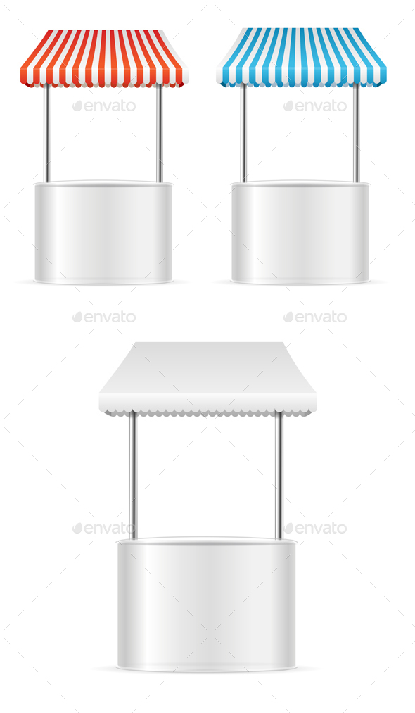 Realistic Template Blank White Street Fast Food Market Table. Vector - Objects Vectors