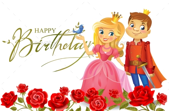 Happy Birthday, Princess and Prince, Greeting Card - People Characters