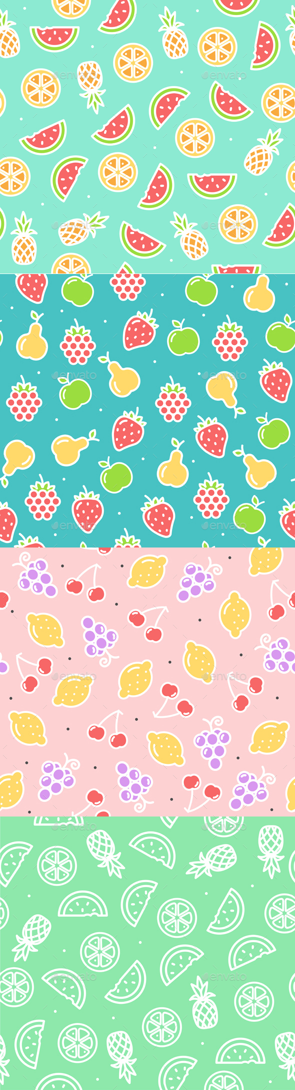 Fruit Background Pattern. Vector - Patterns Decorative