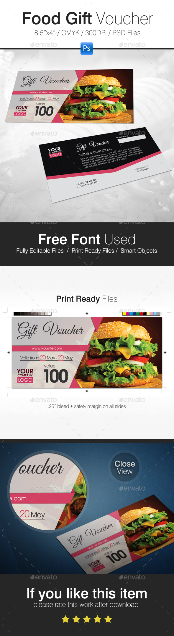 Food Gift Voucher - Cards & Invites Print Templates