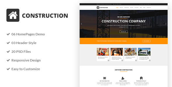 Construction - Construction & Building Business PSD Template - Business Corporate