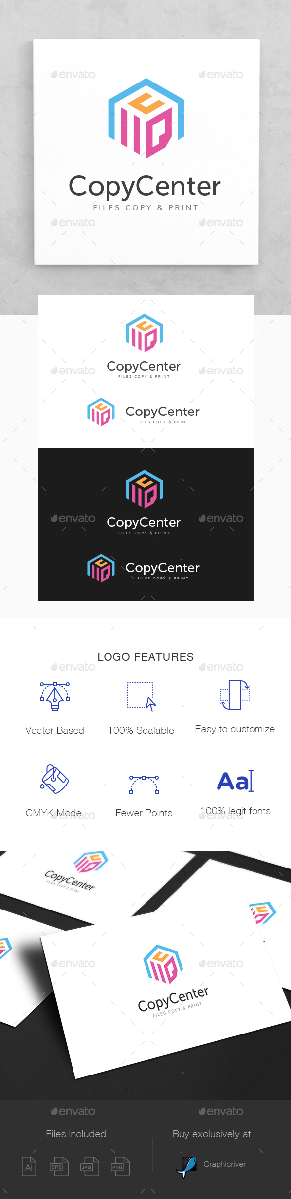 Files Copy & Print Center Logo Template - Vector Abstract
