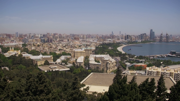 Panoramic Vew From Above To the City of Baku, Azerbaijan alt
