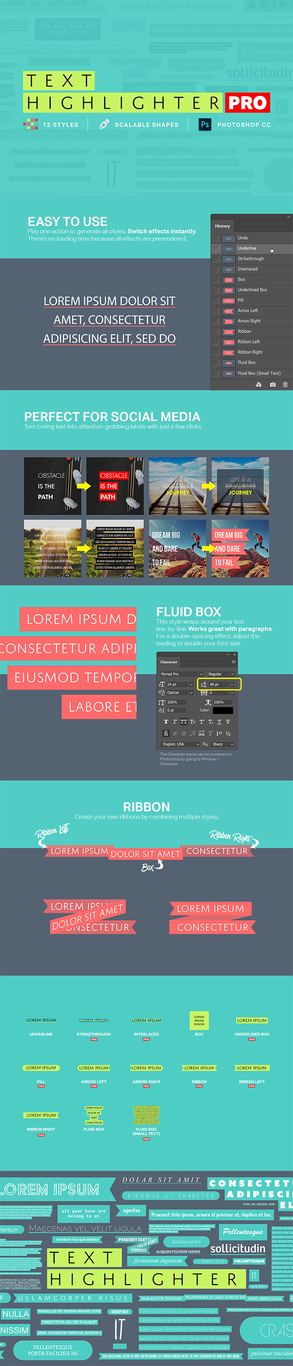 Text Highlighter Photoshop Actions - Text Effects Actions