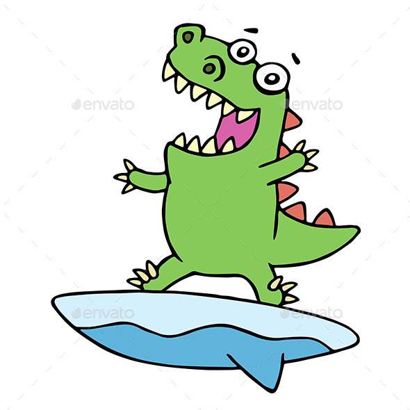 Dragon Surfer on Surfboard - Sports/Activity Conceptual