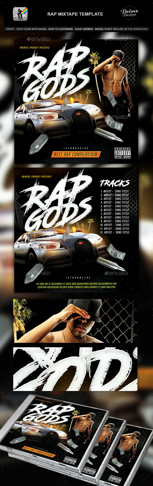 Rap Mixtape Template - CD & DVD Artwork Print Templates