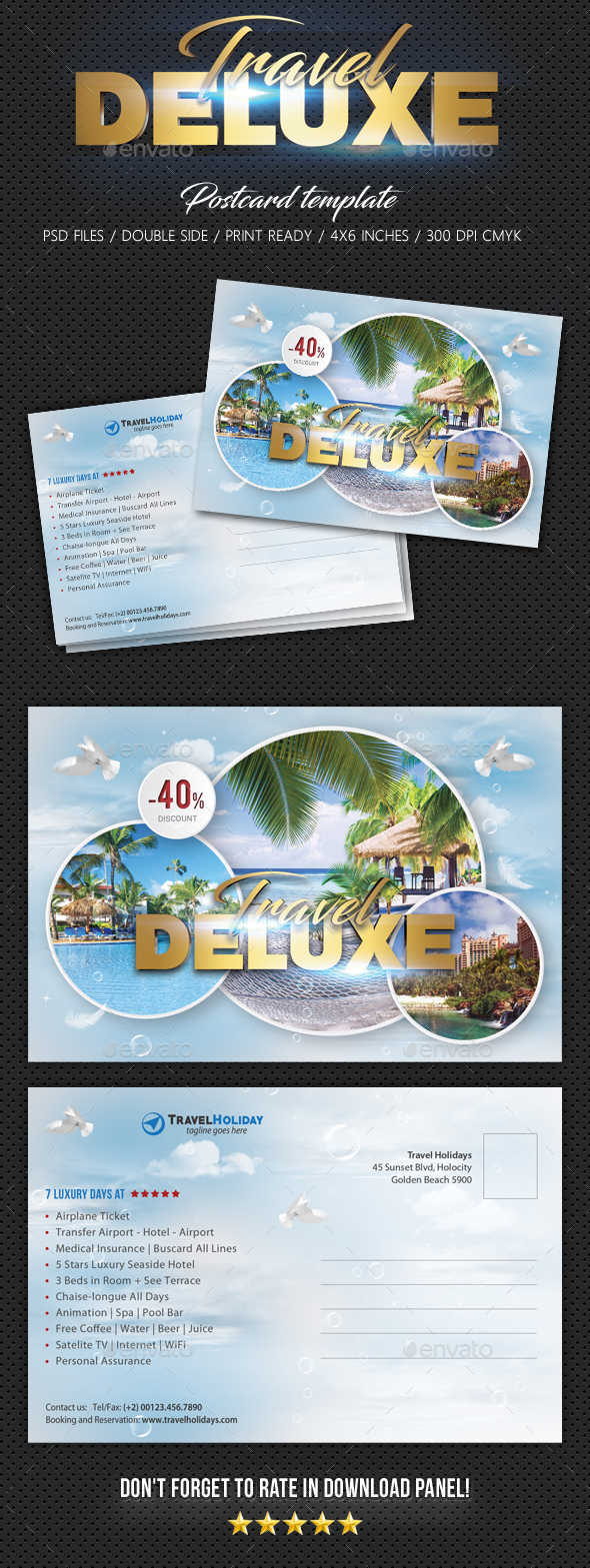 Travel Tour Postcard Template - Cards & Invites Print Templates