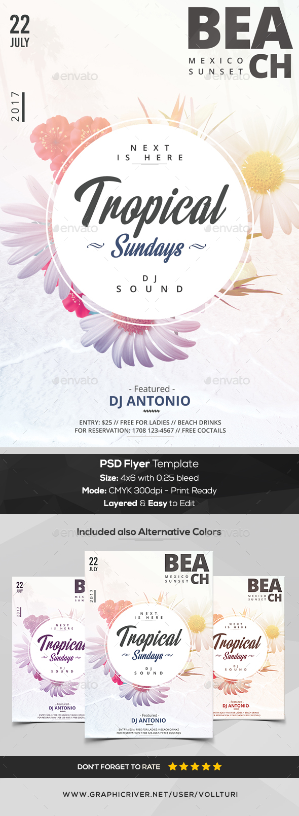 Tropical Sundays - PSD Flyer Template - Flyers Print Templates