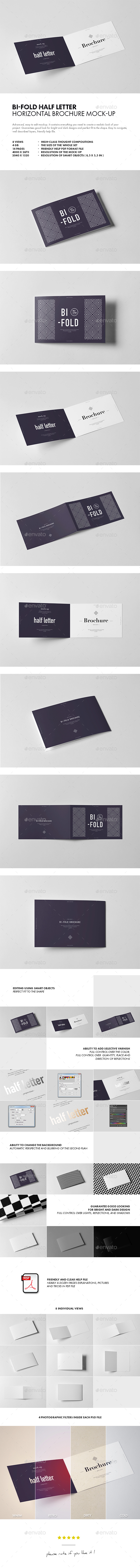 Bi-Fold Half Letter Horizontal Brochure Mock-up - Brochures Print