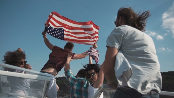 Group of Young People Raise American Flag, Stock Footage | VideoHive