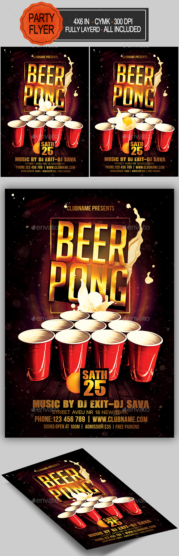 Beer Pong Flyer - Clubs & Parties Events
