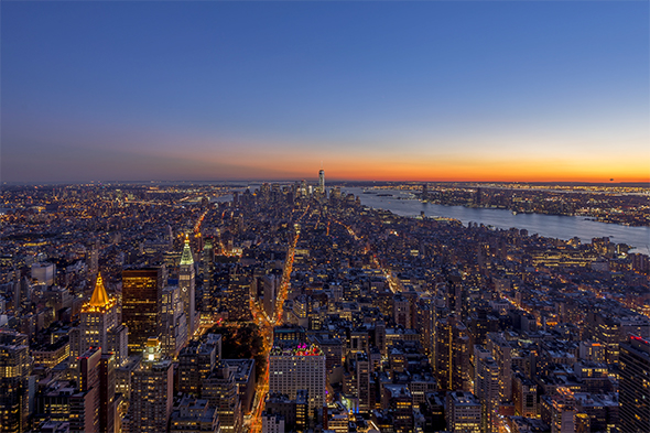 New York City, NY, USA - The South of Manhattan from Day to Night