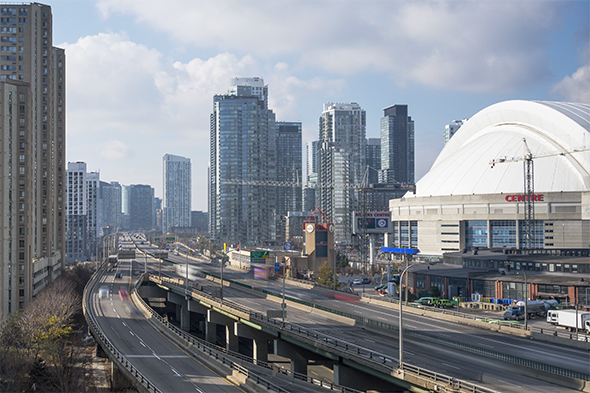 The Gardiner Expressway and the Rogers Center