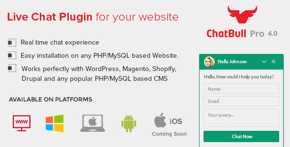 ChatBull Pro 4.x - PHP Live Chat Support with Desktop and Mobile App - CodeCanyon Item for Sale
