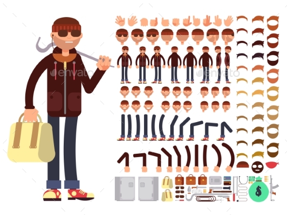 Thief or Bandit Vector Character Creation - People Characters