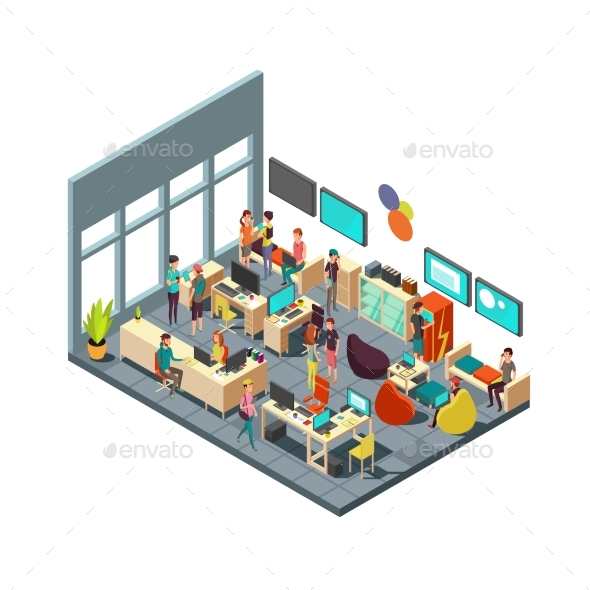 Relaxed Creative People Meeting in Room Interior - People Characters