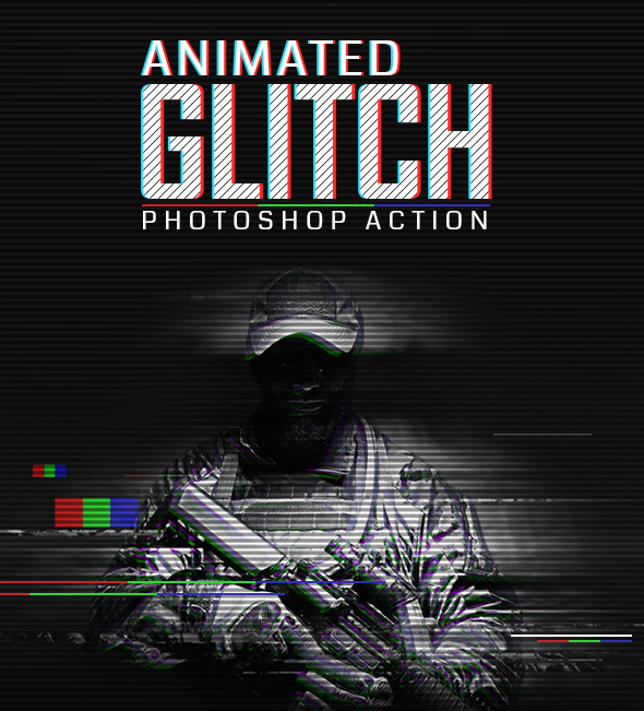 Animation Glitch Photoshop Action - Photo Effects Actions