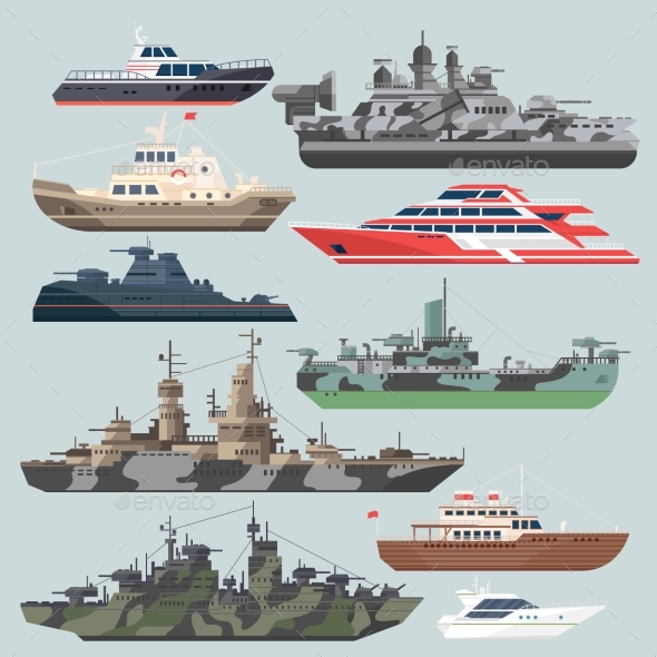 Passenger Ships and Battleships - Man-made Objects Objects