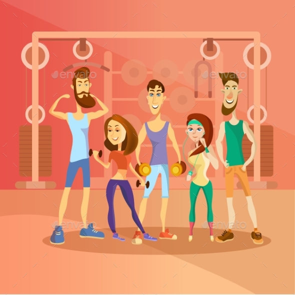 Group of People Working Out in a Gym and Dressed - Sports/Activity Conceptual