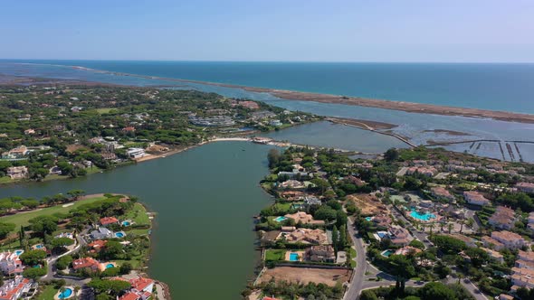 Aerial Overview of Quinta Do Lago Resort Buildings in Vale De Lobo Algarve Portugal Europe alt