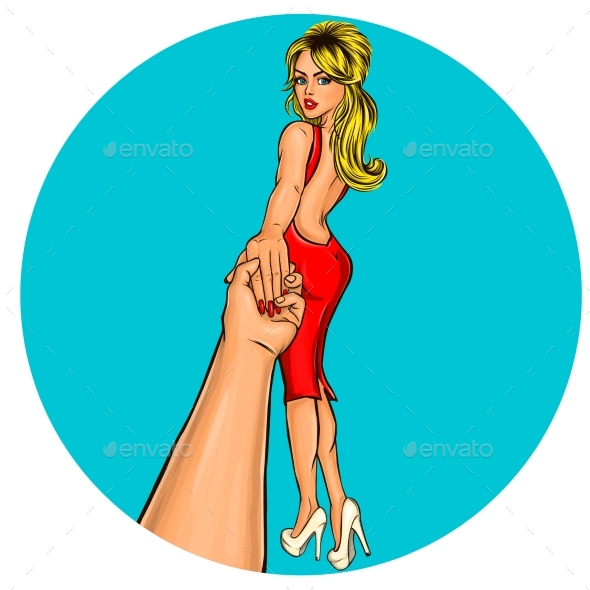 Woman Pop Art Round Illustration - People Characters