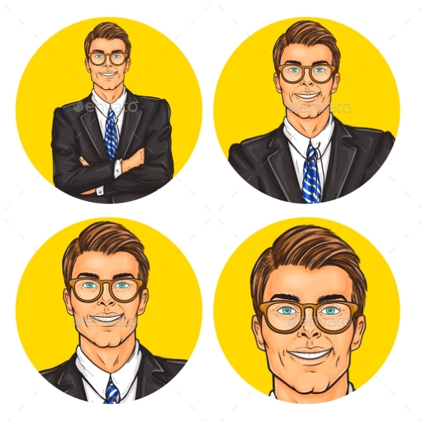 Set of Men Pop Art - People Characters