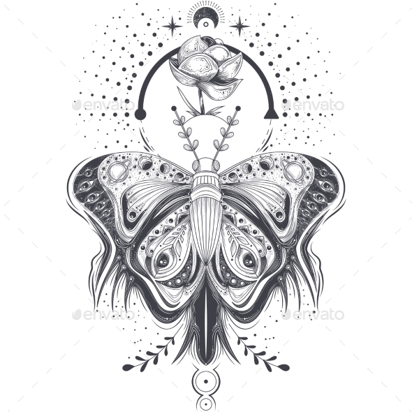 Vector Illustration of Tattoo Art - Decorative Symbols Decorative