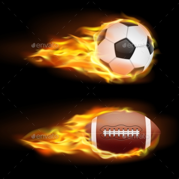 Vector Set of Sports Burning Balls - Sports/Activity Conceptual