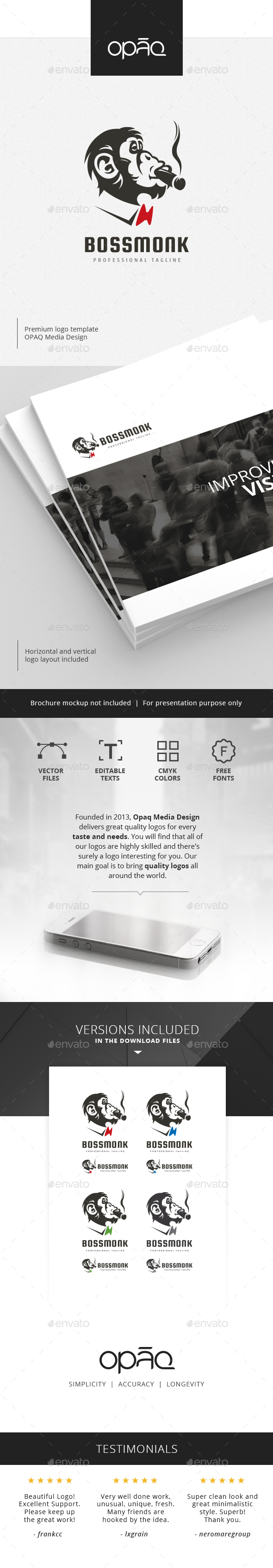 Smoking Monkey Business Logo - Animals Logo Templates