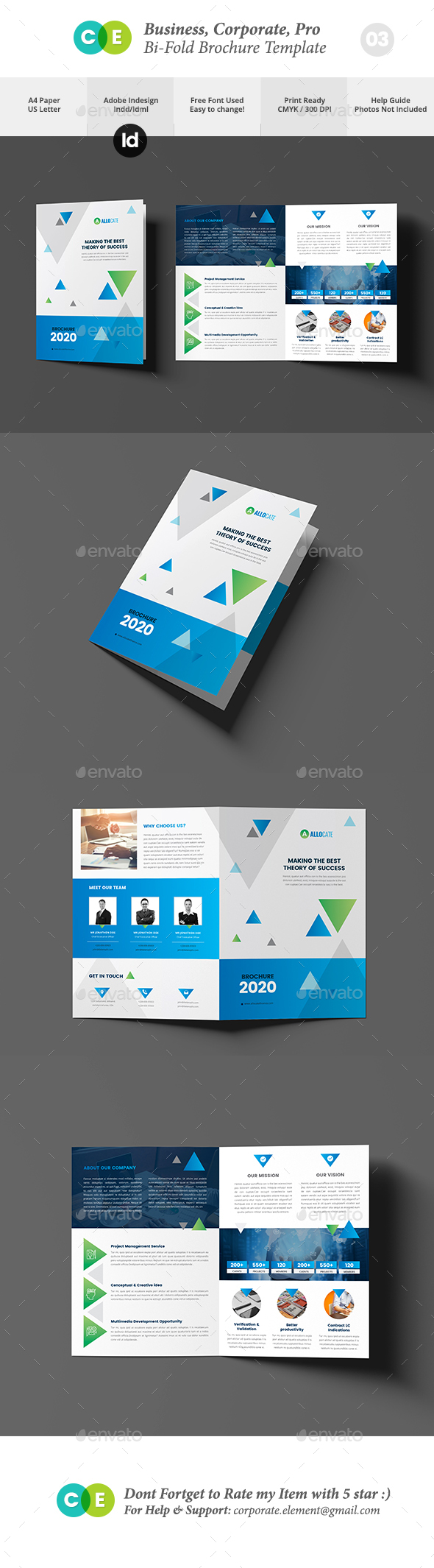 Corporate Business Pro Bi-Fold Brochure V03 - Brochures Print Templates