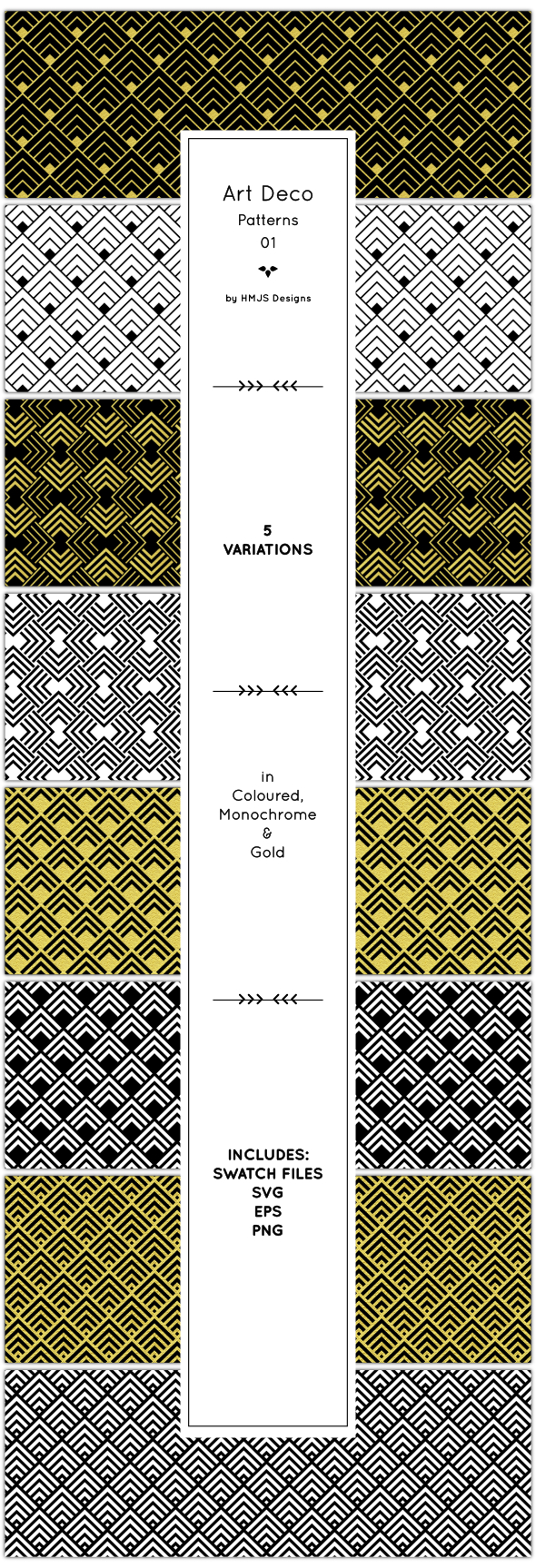 Art Deco Patterns, Vol 1 - Textures / Fills / Patterns Illustrator