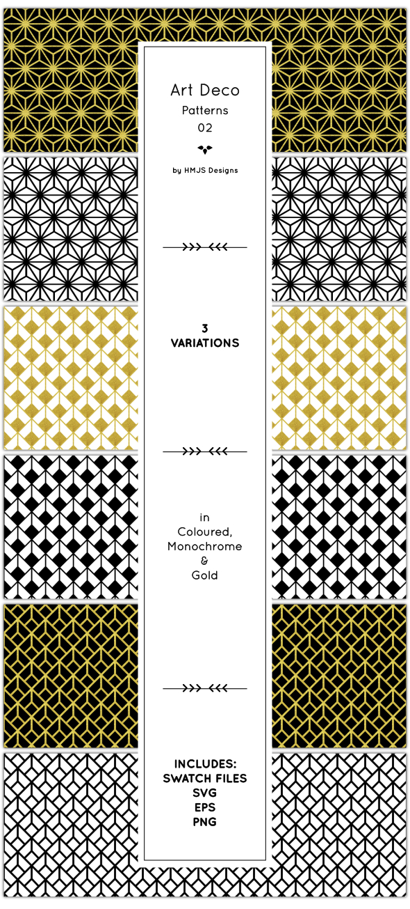 Art Deco Patterns, Vol 2 - Textures / Fills / Patterns Illustrator