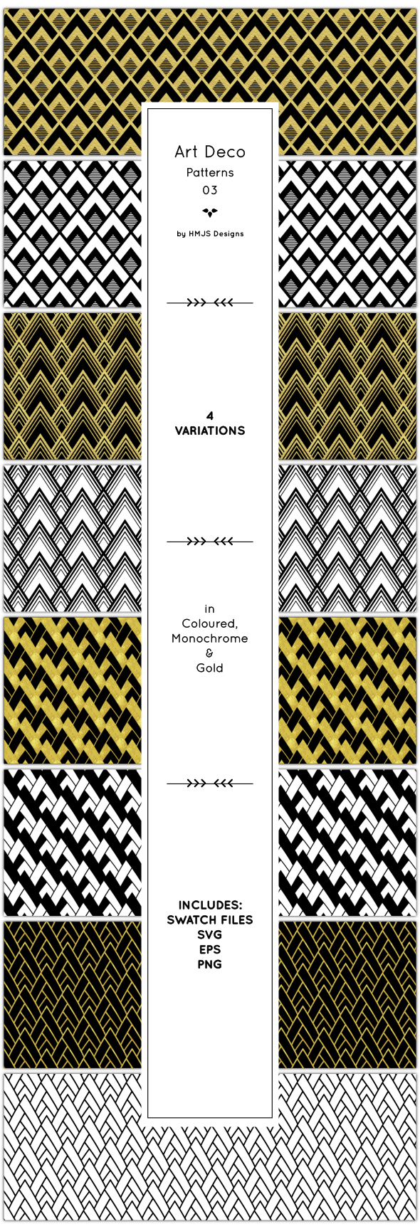 Art Deco Patterns, Vol 3 - Textures / Fills / Patterns Illustrator