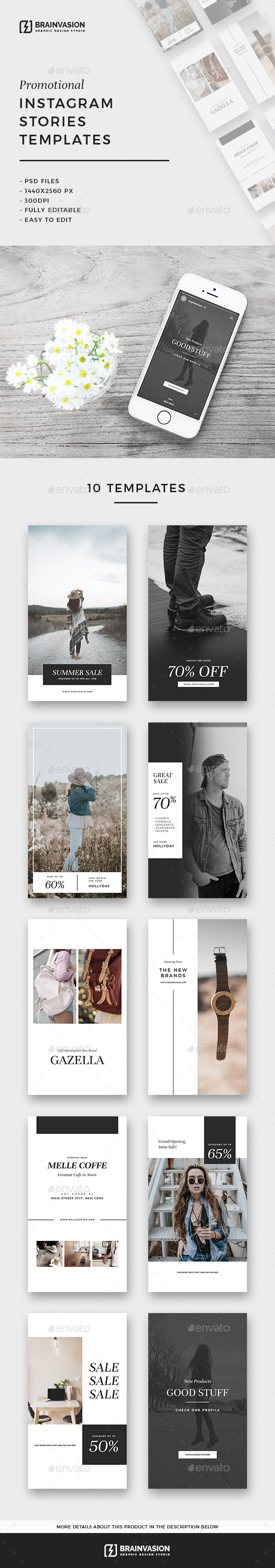 Promotional Instagram Stories Templates - Social Media Web Elements