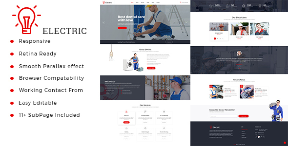 Exceptional Electric : Electrician & Repairing HTML Template