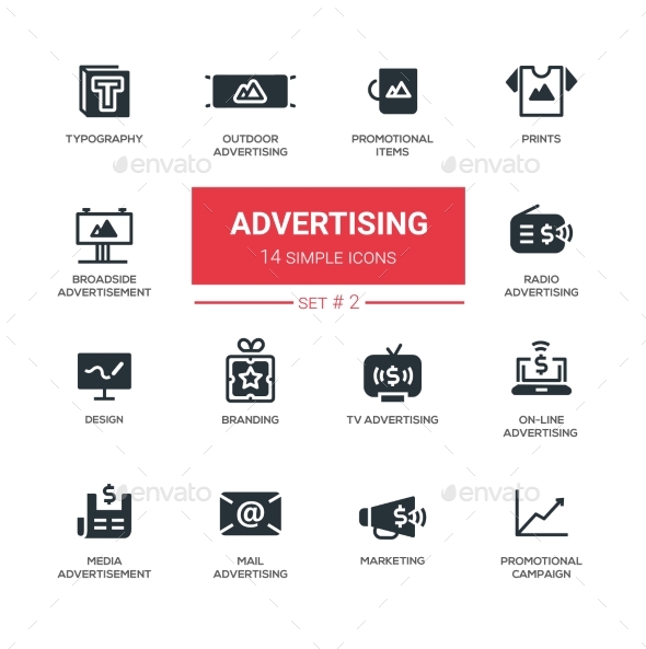 Advertising - Modern Simple Icons, Pictograms Set - Miscellaneous Icons