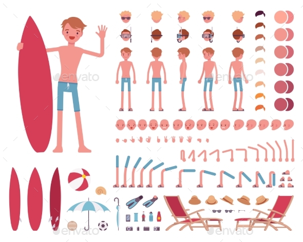 Male Swimsuit Character Creation Set - People Characters