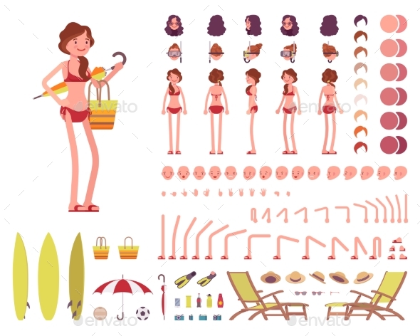 Female Swimsuit. Character Creation Set - People Characters