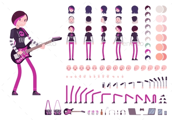 Emo Girl Character Creation Set - People Characters