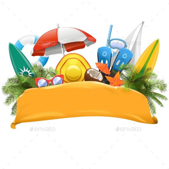 Vector Beach Banner - Travel Conceptual