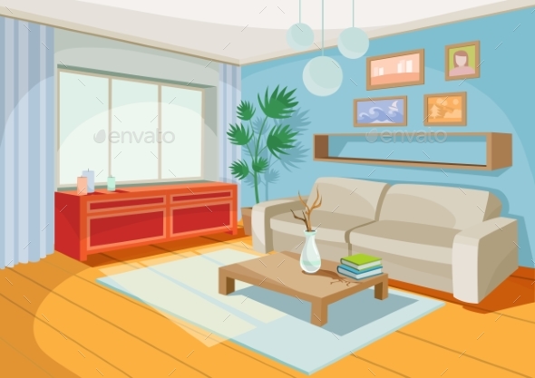 Vector Illustration of a Cartoon Interior - Miscellaneous Conceptual