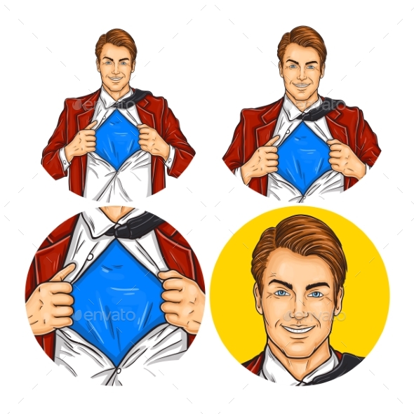 Mens Pop Art Round - People Characters
